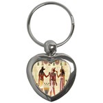 Egyptian Design Man Woman Priest Key Chains (Heart)  Front