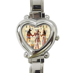 Egyptian Design Man Woman Priest Heart Italian Charm Watch by Celenk