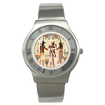 Egyptian Design Man Woman Priest Stainless Steel Watch Front