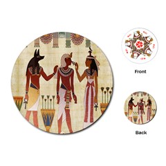 Egyptian Design Man Woman Priest Playing Cards (round)  by Celenk