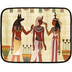 Egyptian Design Man Woman Priest Fleece Blanket (mini) by Celenk