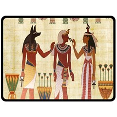 Egyptian Design Man Woman Priest Fleece Blanket (large)  by Celenk