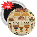 Egyptian Paper Papyrus Hieroglyphs 3  Magnets (100 pack) Front