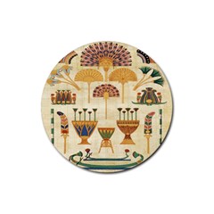 Egyptian Paper Papyrus Hieroglyphs Rubber Coaster (round)  by Celenk