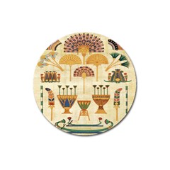 Egyptian Paper Papyrus Hieroglyphs Magnet 3  (round) by Celenk