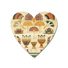 Egyptian Paper Papyrus Hieroglyphs Heart Magnet by Celenk