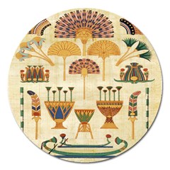 Egyptian Paper Papyrus Hieroglyphs Magnet 5  (round) by Celenk