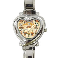 Egyptian Paper Papyrus Hieroglyphs Heart Italian Charm Watch by Celenk