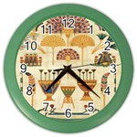 Egyptian Paper Papyrus Hieroglyphs Color Wall Clocks Front