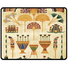 Egyptian Paper Papyrus Hieroglyphs Fleece Blanket (medium)  by Celenk