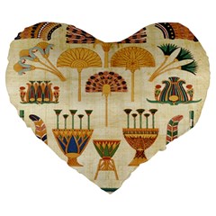 Egyptian Paper Papyrus Hieroglyphs Large 19  Premium Heart Shape Cushions by Celenk