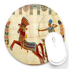 Egyptian Tutunkhamun Pharaoh Design Round Mousepads by Celenk