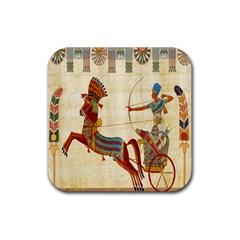 Egyptian Tutunkhamun Pharaoh Design Rubber Coaster (square)  by Celenk