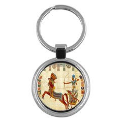 Egyptian Tutunkhamun Pharaoh Design Key Chains (round)  by Celenk