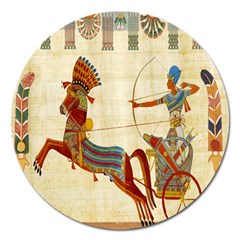 Egyptian Tutunkhamun Pharaoh Design Magnet 5  (round) by Celenk