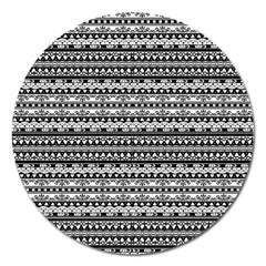 Zentangle Lines Pattern Magnet 5  (round) by Celenk