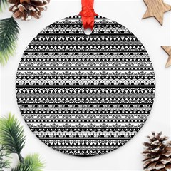 Zentangle Lines Pattern Round Ornament (two Sides) by Celenk