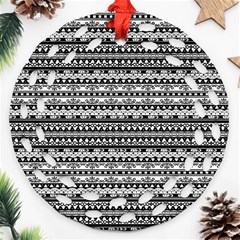 Zentangle Lines Pattern Round Filigree Ornament (two Sides) by Celenk