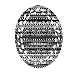 Zentangle Lines Pattern Oval Filigree Ornament (two Sides) by Celenk