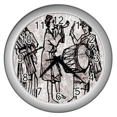 Man Ethic African People Collage Wall Clocks (silver)  by Celenk