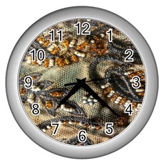 Texture Textile Beads Beading Wall Clocks (silver) 