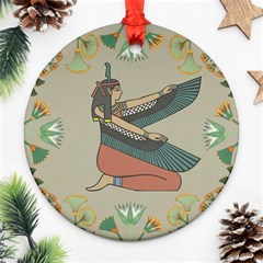 Egyptian Woman Wings Design Ornament (round) by Celenk