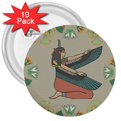 Egyptian Woman Wings Design 3  Buttons (10 Pack)  by Celenk