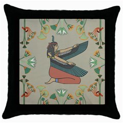 Egyptian Woman Wings Design Throw Pillow Case (black) by Celenk