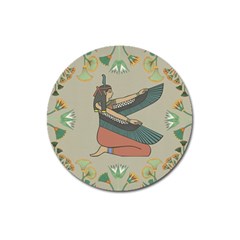 Egyptian Woman Wings Design Magnet 3  (round) by Celenk