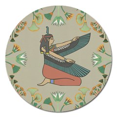 Egyptian Woman Wings Design Magnet 5  (round) by Celenk