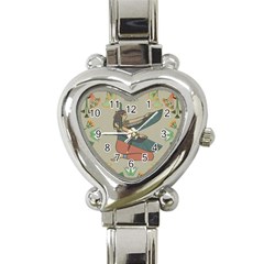 Egyptian Woman Wings Design Heart Italian Charm Watch by Celenk