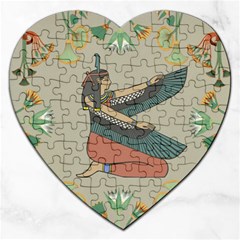 Egyptian Woman Wings Design Jigsaw Puzzle (heart) by Celenk