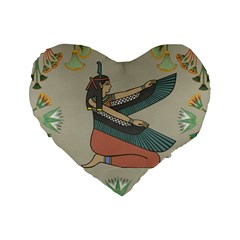 Egyptian Woman Wings Design Standard 16  Premium Heart Shape Cushions by Celenk