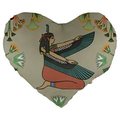 Egyptian Woman Wings Design Large 19  Premium Heart Shape Cushions by Celenk