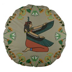 Egyptian Woman Wings Design Large 18  Premium Flano Round Cushions by Celenk