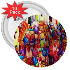 Guatemala Art Painting Naive 3  Buttons (10 Pack)  by Celenk