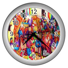 Guatemala Art Painting Naive Wall Clocks (silver)  by Celenk