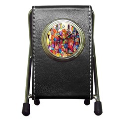 Guatemala Art Painting Naive Pen Holder Desk Clocks by Celenk