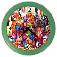 Guatemala Art Painting Naive Color Wall Clocks by Celenk