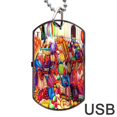 Guatemala Art Painting Naive Dog Tag Usb Flash (two Sides) by Celenk