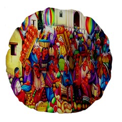 Guatemala Art Painting Naive Large 18  Premium Flano Round Cushions by Celenk