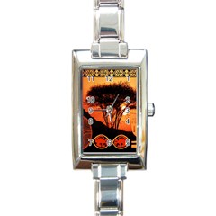 Africa Safari Summer Sun Nature Rectangle Italian Charm Watch by Celenk