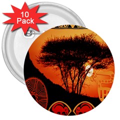 Africa Safari Summer Sun Nature 3  Buttons (10 Pack)  by Celenk