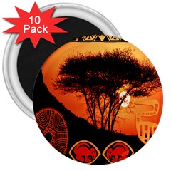 Africa Safari Summer Sun Nature 3  Magnets (10 Pack)  by Celenk