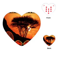 Africa Safari Summer Sun Nature Playing Cards (heart)  by Celenk