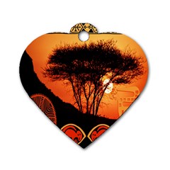 Africa Safari Summer Sun Nature Dog Tag Heart (one Side) by Celenk