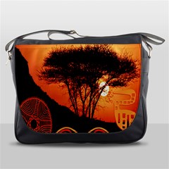 Africa Safari Summer Sun Nature Messenger Bags by Celenk