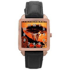 Africa Safari Summer Sun Nature Rose Gold Leather Watch 