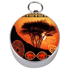 Africa Safari Summer Sun Nature Silver Compasses by Celenk