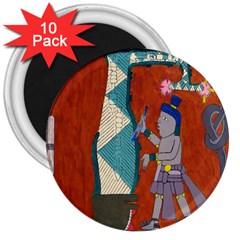 Mexico Puebla Mural Ethnic Aztec 3  Magnets (10 Pack)  by Celenk